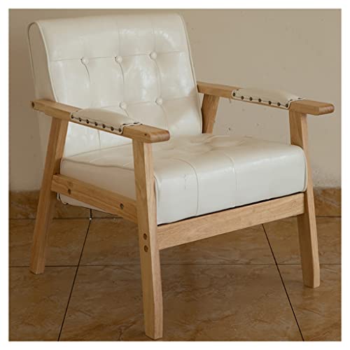 Silla decorativa de mediados de siglo, sillón tapizado de cuero con respaldo de botón en el ala, silla moderna de comedor y lectura para sala de estar y recepción