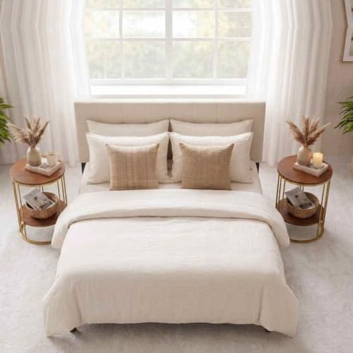 Image of Coffee Table /End Table /Center Table /Sofa Side Table /BedsideTable /nightstand for Living Room Bedroom Balcony Table with Marble Design Wooden Top Gold Brown