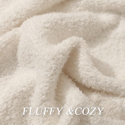 bearberry Super Soft Fluffy Throw Blanket Lightweight Cozy Warm Throw Blankets for Couch Bed Sofa All Season (Cream, 53”x71”) by bearberry - Used condition - Image 3