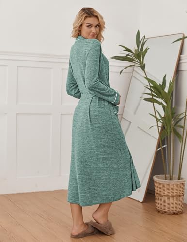 Image of Ekouaer Womens Robe Long Bathrobe Lightweight Soft Knit Kimono Robes Ladies Casual Sleepwear S-3XL