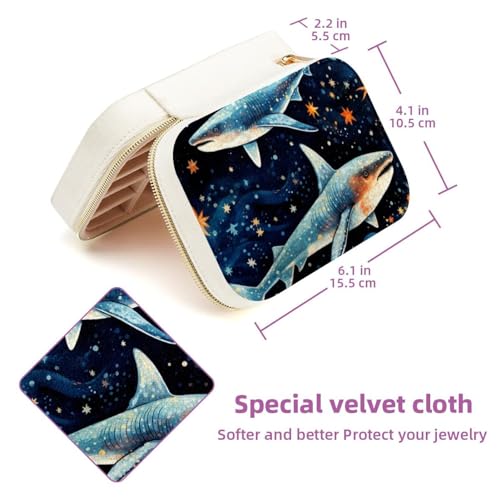 Boîte à bijoux requin étoilé grand format, coffret double couche haut de gamme - 6
