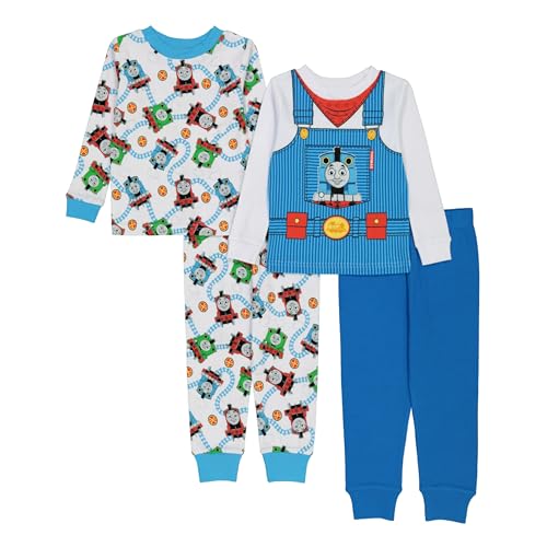 Thomas the Train Boys' 4-Piece Snug-fit Cotton Pajama Set, Fast Train, 3T