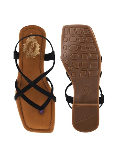 Image of Shoetopia Women's Toe Ring Flat Sandals, Strappy Cross Strap Slip-On Flats, Comfortable Casual Daily Summer Footwear