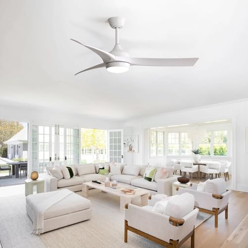 Sofucor 52 Inch Smart Ceiling Fan, Work with App/Alexa/Google, Outdoor White Ceiling Fan with Lights Remote Control, Airflow 6000CFM ABS 3 Blades Reversible DC Motor for Bedroom Living Room Patio thumbnail 8