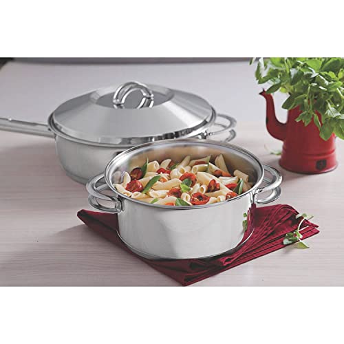 TRAMONTINA 18-10 Stainless Steel 3-Layer Double Handed Pot (Casserole) 7.9 inches (20 cm) (2.5 L) Solar