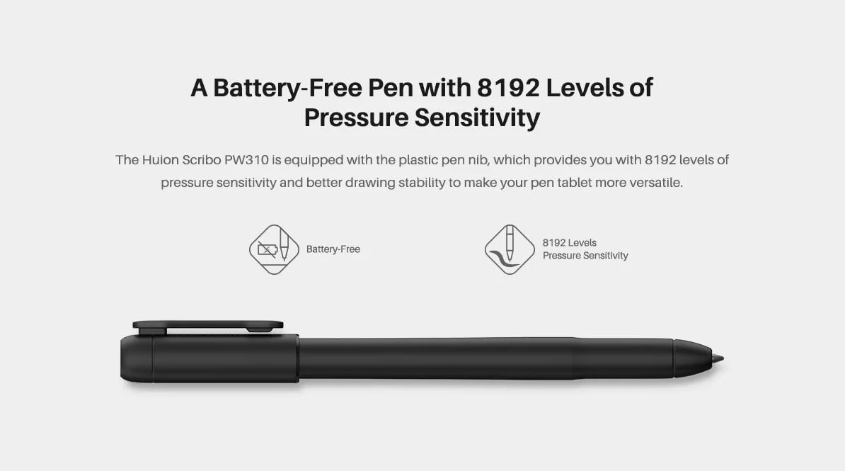 Digitaler Stift für Huion Scribo PW310 8192 Stufen für HS611/HS64/HS610/Q620M/H610PRO V2/Kamvas Pro 20