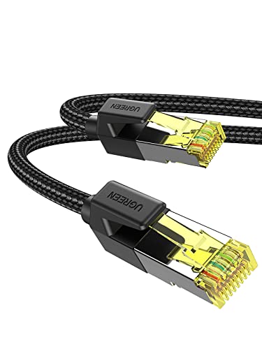 Image of UGREEN Cat 7 Ethernet Cable, 10Gbps 600Mhz High Speed Braided Network Cord POE RJ45 Shielded Gigabit LAN Cords for Gaming Compatible with PS5 PS4 Xbox Switch PC TV Modem Router 0.5M
