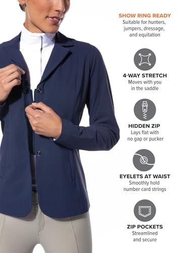 Image of Kerrits Women's Equestrian Stretch Competitor Coat - 4-Snap, Lightweight English Horse Show Jacket, Machine Wash
