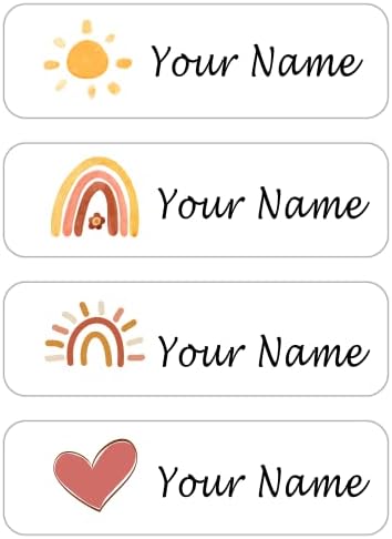 Custom Waterproof Dishwasher Safe Kid Name Labels for Daycare(128 Pack), Camp, School Supply, Baby Bottles, Lunch Boxes and Cups, Travel. Cute Personalized Design Name Stickers (Pattern 8)