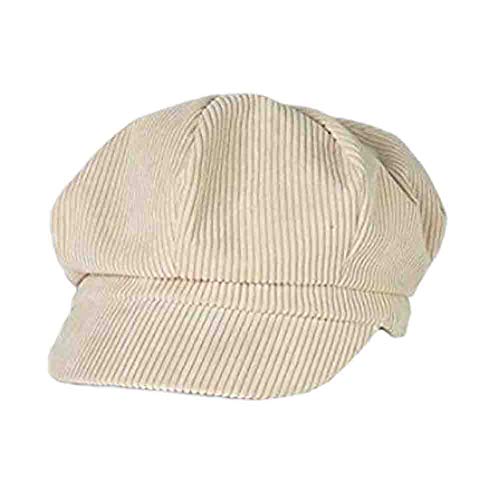 B-HOT Béret Femme Coton Chapeau Octogonal Casquette Gavroche Artiste Elégant Blanc Cover