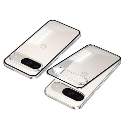 Coque Google Pixel 8 argent magnétique en métal mat et transparent