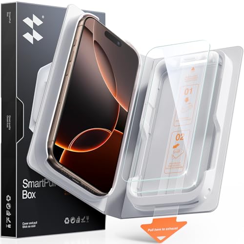 Image of SMARTDEVIL 2 Pack Tempered Glass for iPhone 16 Pro Screen Protector | SmartPull Box Bubble-Free Instant Install Applicator, 9H Military-Grade Protection, Case-Friendly