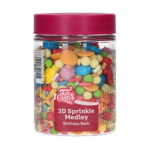 FunCakes 3D Sprinkle Medley Birthday Bash: Zuckerstreusel, Guter Geschmack, gut zum Dekorieren von Kuchen, Torten und Cakes, Sprinkle Mix - 70g