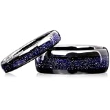 GIOXRNO Free Engraving Promise Rings Set for Couples Custom Engagement Wedding Rings Set for Him and Her Great Rift Nebula Galaxy Tungsten Promise Rings Set for Men Women