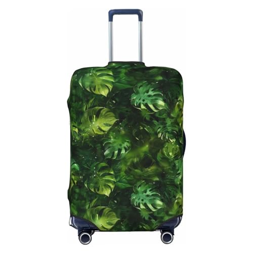 Green Leaf Travel Luggage Cover Travel Suitcase Protective Cover for Trunk Case Elastic Baggage Suitcase Covers Monstera Leaves 18''-32'' Suitcase Cover
