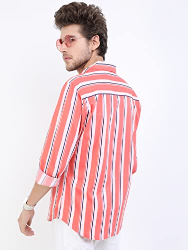 Image of KETCH Men's Cotton Slim Fit Striped Full Sleeve Shirt