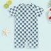 Lukivech Toddler Baby Boy Rash Guard Swimsuit Checkerboard Short Sleeve One Piece Zipper Bathing Suit Swimwear Beach Sunsuit (Blue, 18-24 Months)