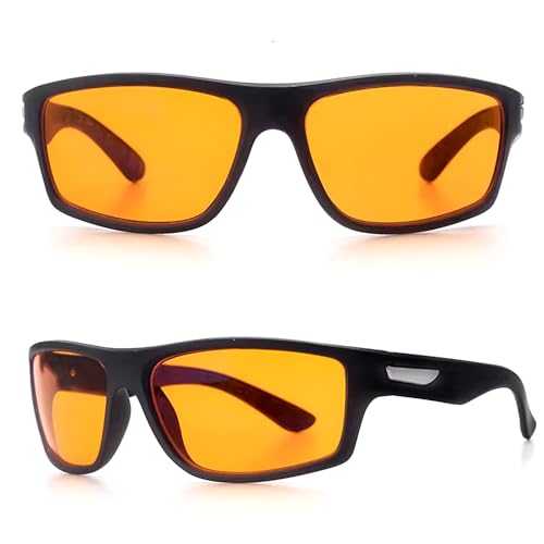 Image of AutoStory Blue Light Blocking Glasses for Sleep - 99.9% Blue Light Filter Amber Lenses - Nighttime Glasses for Relaxation, Better Sleep & Eye Protection - Wraparound Fit for Men & Women