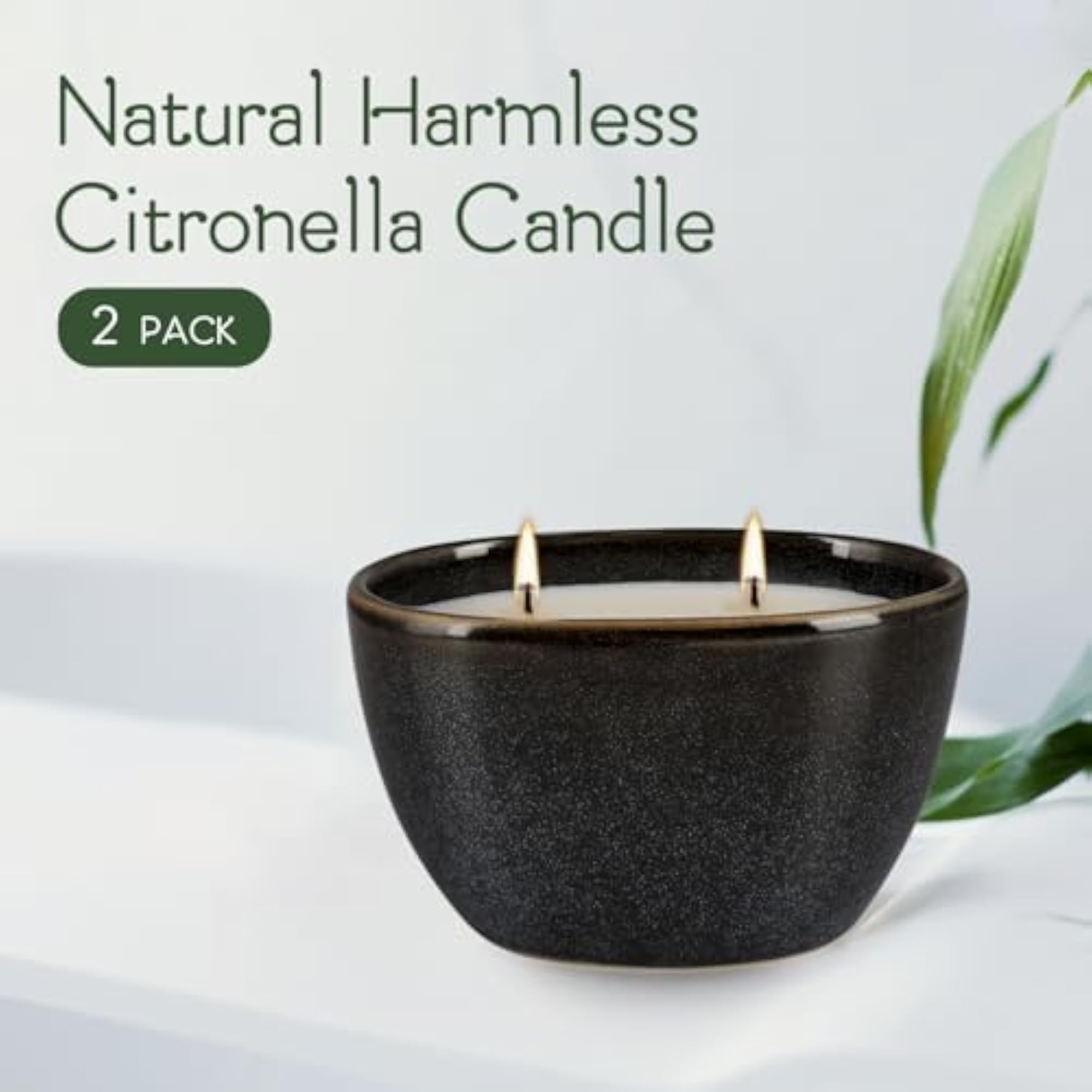 2-Pack Black Ceramic Citronella Scented Candles