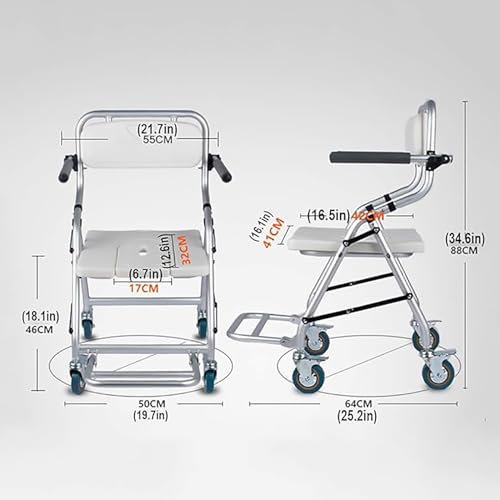 Tabouret de douche pour fauteuil roulant pliable avec roulettes