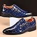Men's Printed Oxford Dress Shoes,Fashion Metal Buckle Comfortable Pull-on Pointed-Toe Formal Shoes Business Wedding Slip-on Loafers for Men (Blue,12)