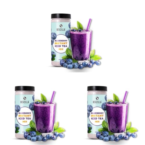 Image of Bevzilla Blueberry Instant Iced Tea Mix - 400 Grams | Perfect For Summers| Refreshing| Premix Powder (Pack of 3)