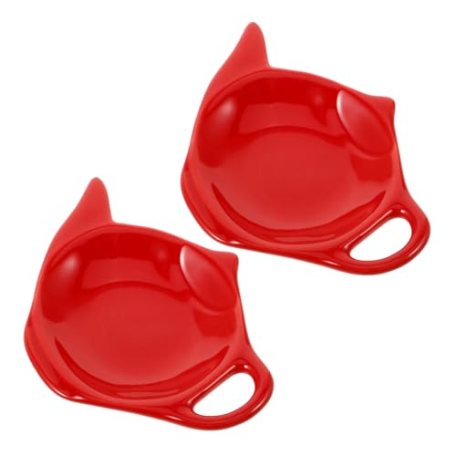QUMIIRITY Porta Bustine Di Tè in Ceramica Rossa Natalizia 2 Pezzi Piattini Per Bustine Di Tè Da Cucina Riutilizzabili Vassoio Decorativo e Uso Domestico