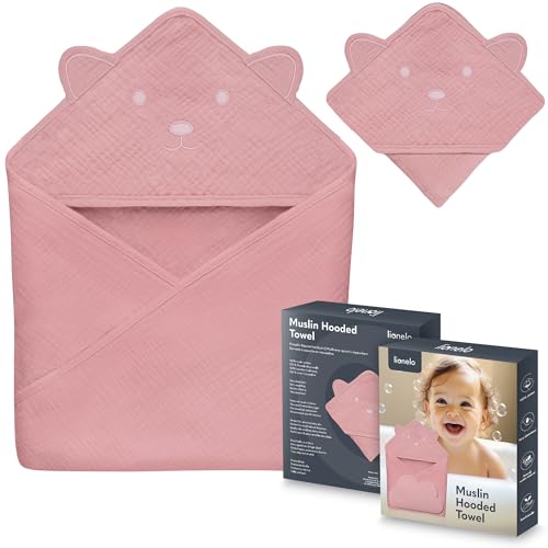 Muslin Kapuzenhandtuch 80x80 cm – Pink Baby