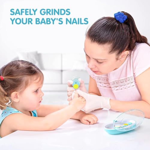 Image of Baby Nail Trimmer Electric Nail Drill Professional Portable, Safe Baby Nail File,Babys Nail Clippers with Light &6 Grinding Pads for Newborn Toddler Toes & Fingernails, Kids Nails Care (Blue, Medium)
