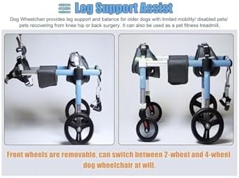 Pet Wheelchair for Dogs - 4 Wheels Mobility Aid, XS-XXL Sizes, Full Support for Disabled & Injured Pets, Adjustable Dog Leg Braces for Enhanced Mobility