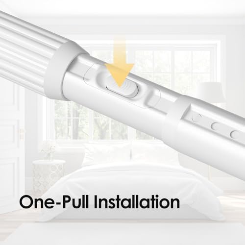 Image of White Tension Curtain Rod 41-126In(4-10Ft), Extra Long Outdoor Curtain Rod No Drilling for Window or Bathroom Patio, Adjustable Heavy Duty Shower Rod,Rod Diameter 1.26In (2Pack)