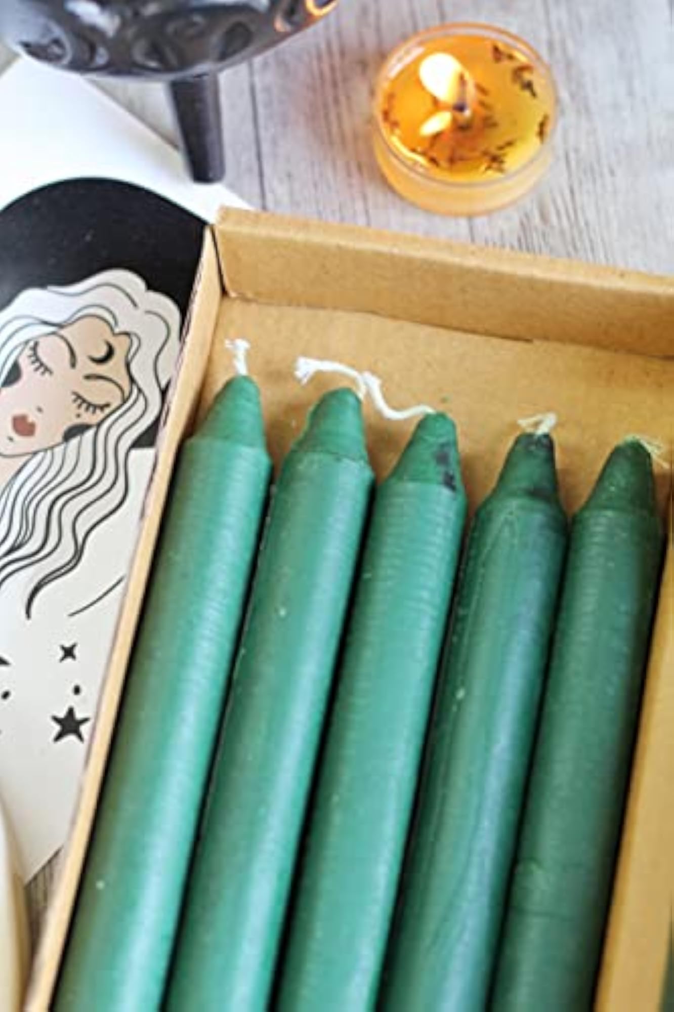 Green Mini Taper Candle, Decorative