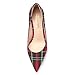 MOVINSTEPS Red Plaid Closed Pointed Toe Low Heels Pumps for Women Comfortable Classic Wedding Business Dressy Shoes 2.5 Inch Size 7