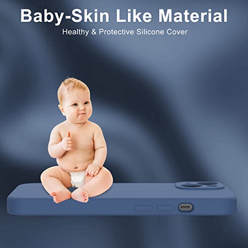 Deenakin Iphone 14 Plus Case With Screen Protector,Enhanced Camera Cover,Passing 16Ft Drop Tested Soft Silicone Gel Rubber,Slim Fit Protective Phone Case For Iphone 14 Plus 6.7" Navy Blue #TOP5