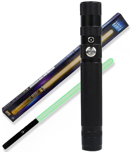 Lightsaber with 16 RGB Color Modes Aluminum Metal Hilt Rechargeable Force FX Light Up Sword with Sound and Flash Effects Black