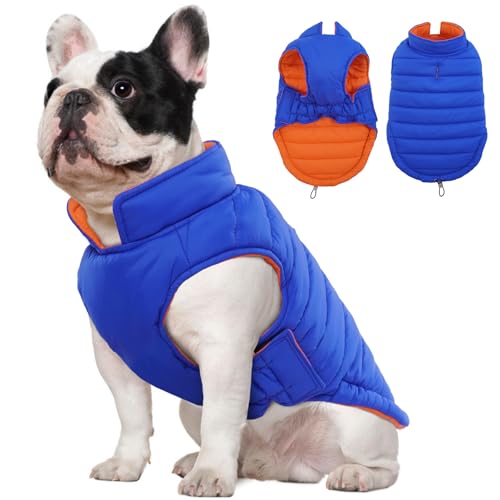 Lelepet Reversible Dog Winter Coat, Warm Waterproof Jacket for Small Dogs Puppy Winter Puffer Jacket, Windproof Dog Vest