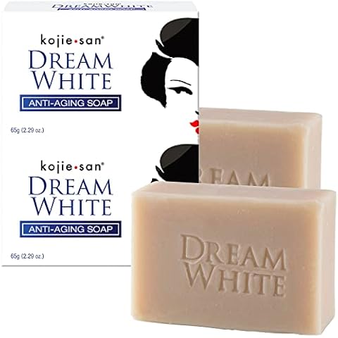 Kojie San Dream White Soap - Skin, Body, and Facial Brightening & Anti Aging Kojic Acid Soap with Collagen, Elastin & Coconut Oil - 65g x 2 Bars Cover