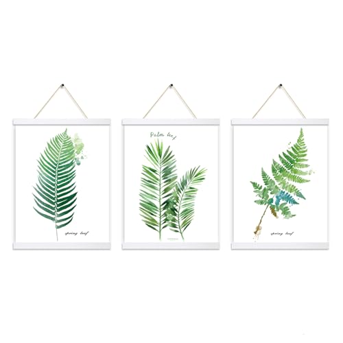 Image of Magnetic Poster Hanger Frame In White 3 pack, 16x24 16x20 16x16 Poster Frame Wooden Magnetic Hanging Kit for Walls Map Canvas Artwork