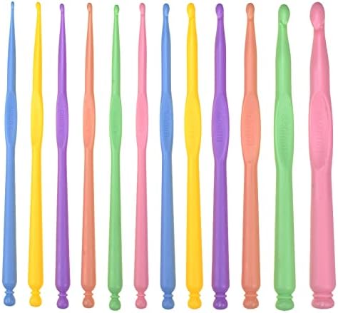 Aeelike Plastic Crochet Hooks for Travel, Ergonomic Crochet Hooks Set for Arthritic Hands, 12 Pack 2-10 mm Plastic Crochet Needle for Various Thicknesses of Wool, Crochet Hooks Sets for Beginners Kids