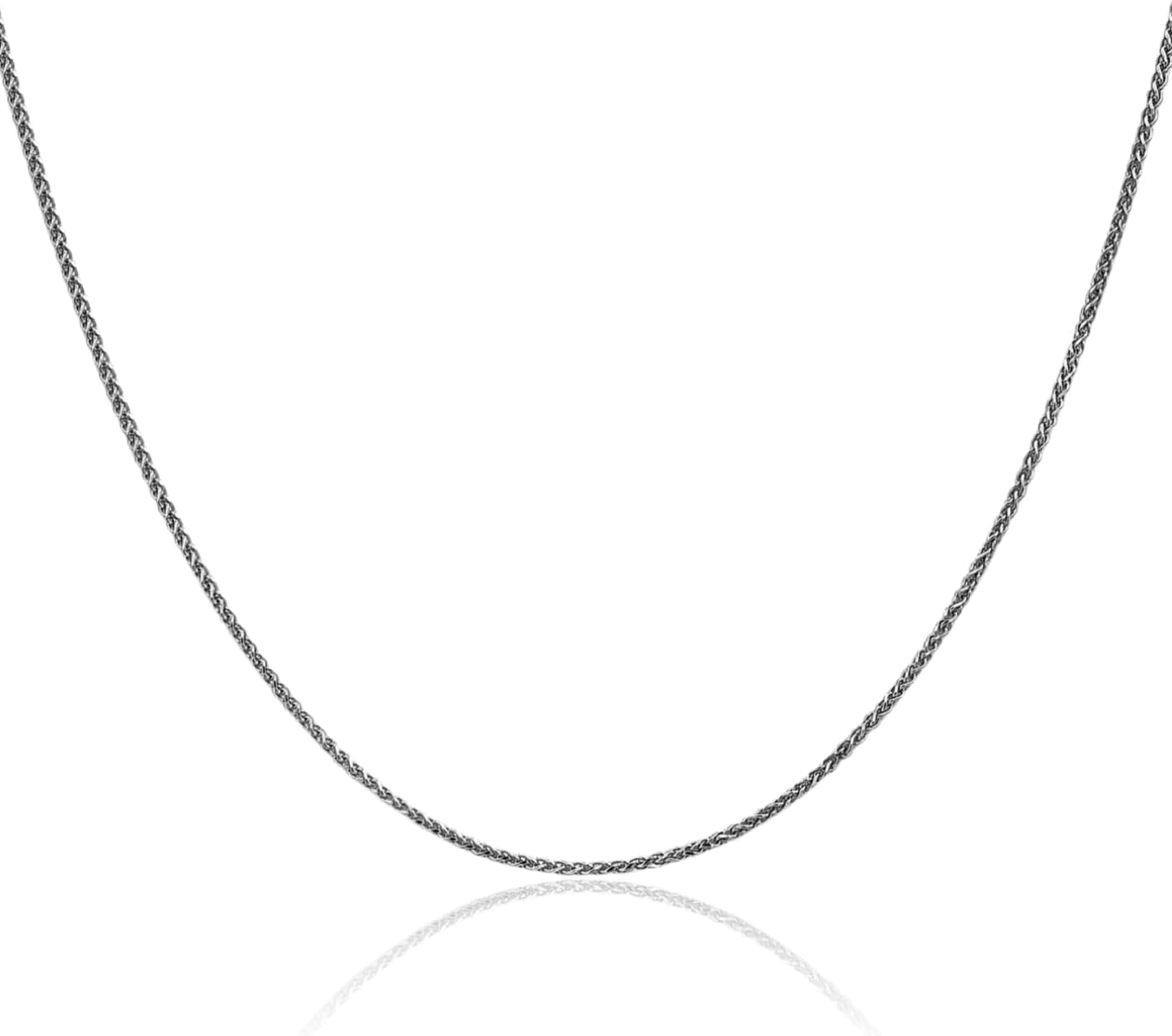 IceCarats 14K Solid White Gold 1.25mm Dainty Spiga Wheat Chain Necklace Diamond Cut