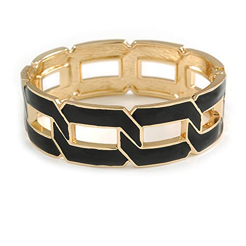 Bracelet jonc émail noir Avalaya pour accessoiriser une tenue