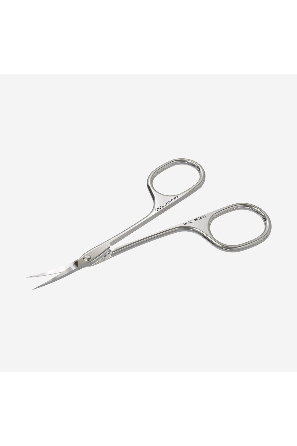 Forbici per cuticole STALEKS UNIQ SQ-20/4, manici asimmetrici, lama curva classica