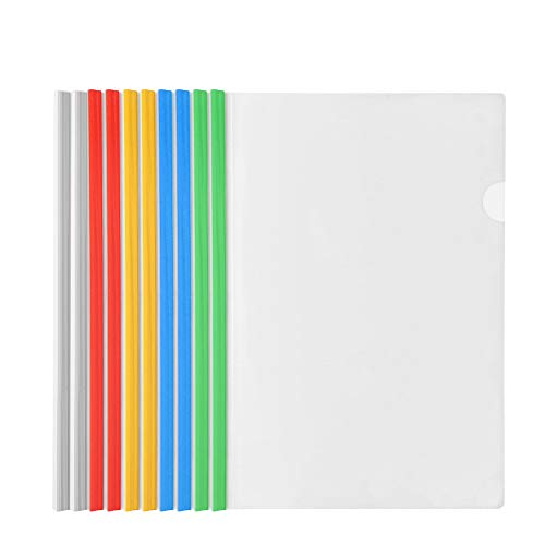 Lot De 10 Dossiers A4 Transparents à Reliure Coulissante - Chemises à Rabat Pour Documents, Rapports Et Courriers (École, Bureau, Maison)