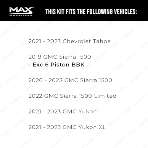 Image of MAX Advanced Brakes - Rear Brake Kit For 2019-2023 Chevrolet Silverado 1500, GMC Sierra 1500, Chevrolet Tahoe| Carbon Ceramic Brake and Rotor Kit| Geomet Coated Cross-Drilled Brake Rotors