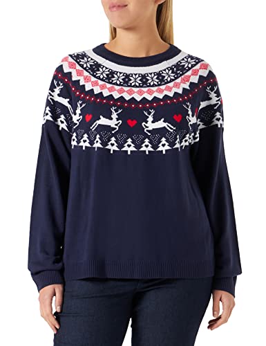 ONLY CARMAKOMA Carsnow Ls Xmas KNT Pull Sweater, Bleu Nuit, 56 Femme Cover