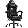 Gaming Chair, Ergonomic Office Computer Chair with Footrest and Lumbar Support Massager Racing Style High Back Video Gamer Chair, Wide＆Thick Cushion, 90°-135° Recline, Adjustable Height, Black