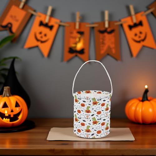 Image of Halloween Bucket for Trick or Treat Kids Halloween Pumpkin Bucket Halloween Candy Snack Baskets Pumpkin Halloween Party Decoration (Halloween Dinosaur)