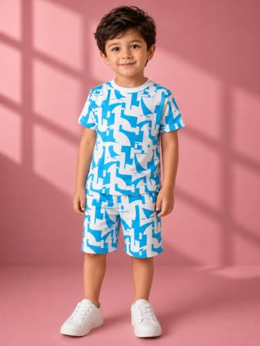 Image of UZARUS Kids Boys' Printed T-Shirt and Shorts Combo Set | Comfortable Summer Wear | Daily Casual Outfit | (Pack of 3)