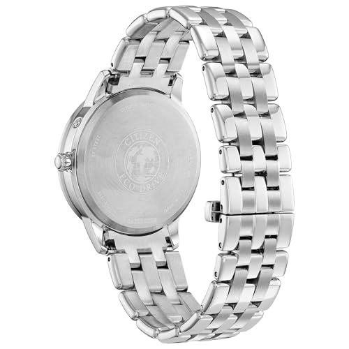 Image of Citizen Women's Eco-Drive Calendrier, Moon Phase Diamond Accents Dial, Stainless Case and Bracelet Watch, Month /Day /Date