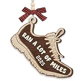Gift Glow Running Shoe Ornaments for Christmas Tree - Cool Xmas Gifts for Runners Men, Women, Friends, Coworkers, Wood Ornaments for Christmas Decorations, 2026 Ran A Lot of Miles Ornament